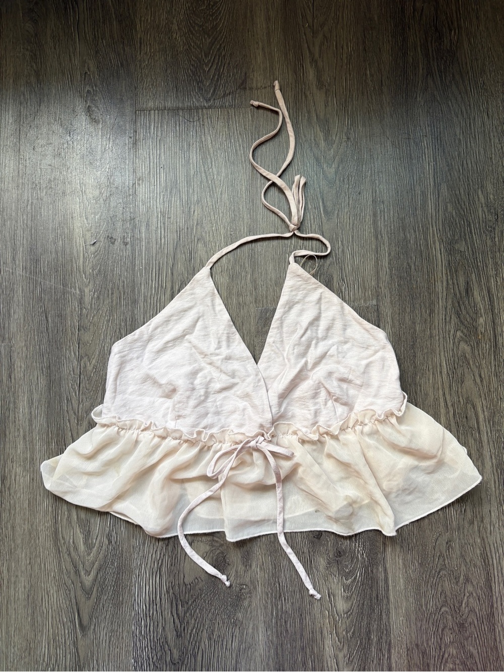 Cream Halter Crop Top with Ruffled Hem | Fairy Boho